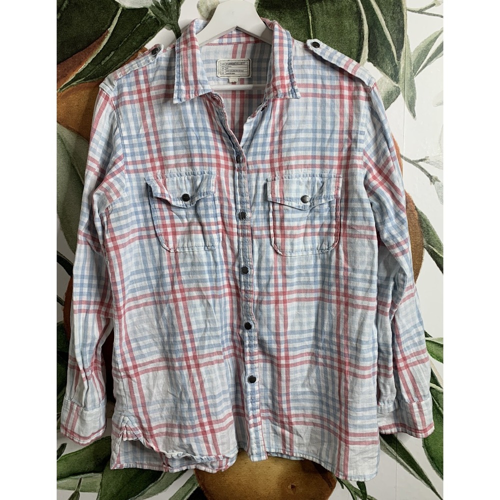 Current Elliot Size 3 Large Cotton The Perfect Shirt Mixed Gingham Long Sleeve